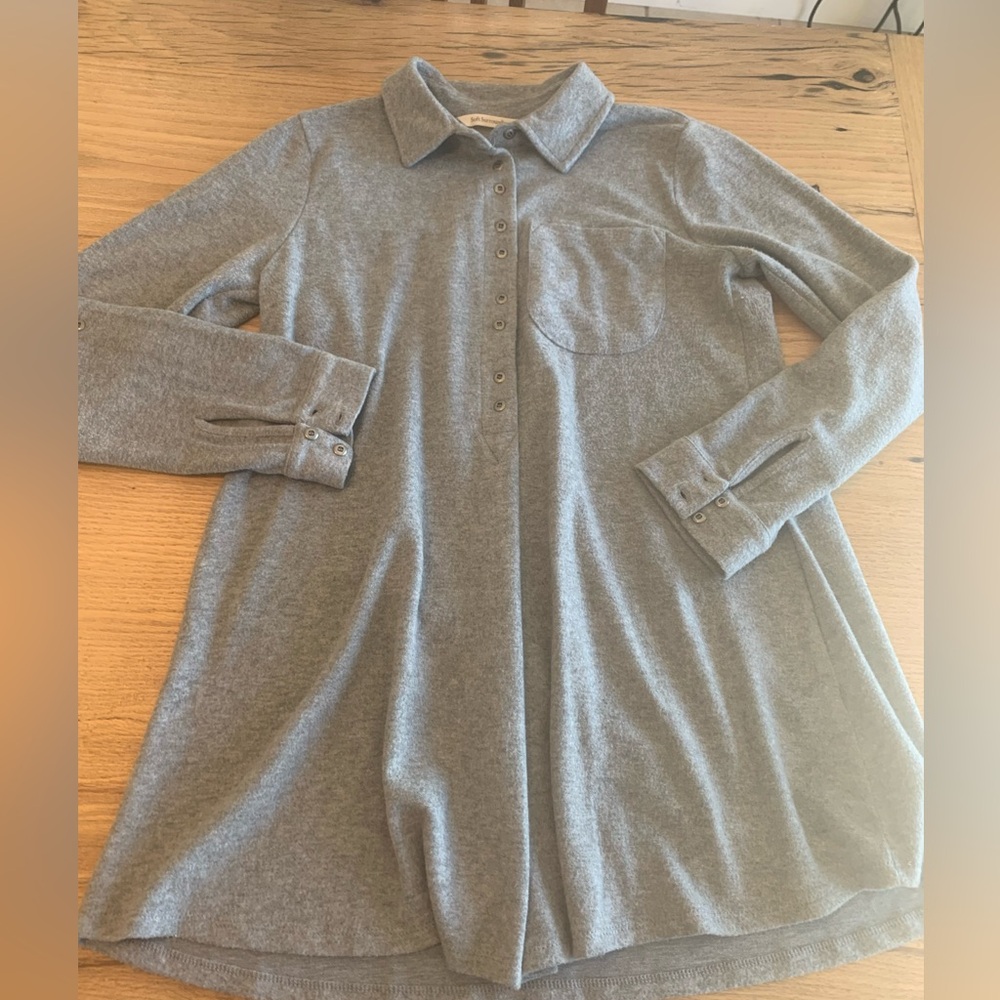 Soft Surroundings Long Sleeve 1/2 Button Down Shirt Gray Women’s XS Soft Prelove